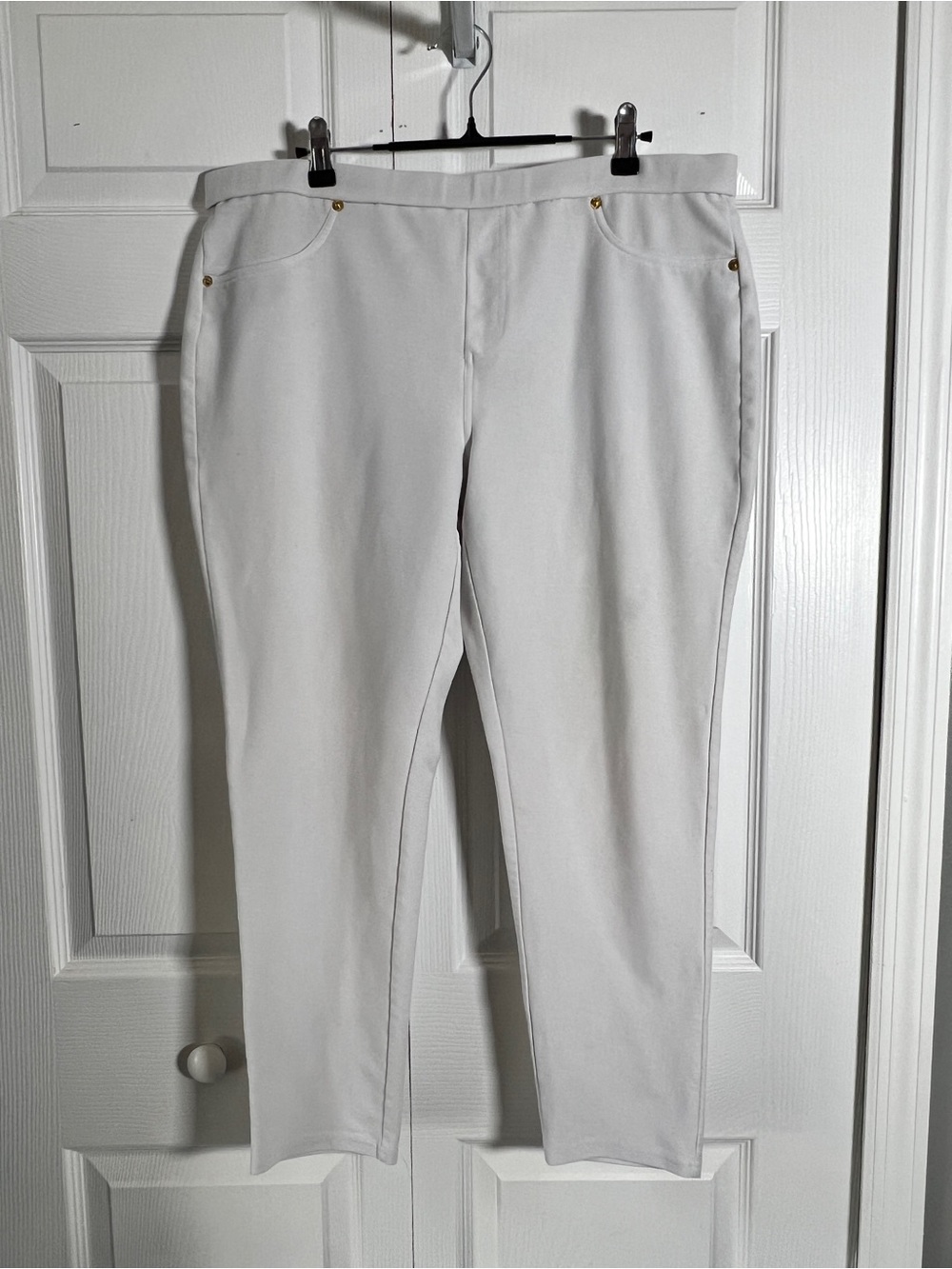 Michael Kors White Straight-Leg Pull-On Jeans